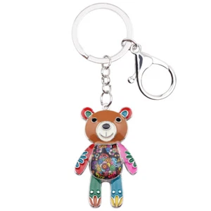 Enamel Alloy Novelty Toy Bear Doll Keychains Car Bag Key Ring Jewelry Charm Gift - Picture 1 of 11