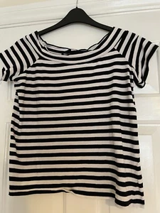 Atmosphere Black & White Bardot T Shirt. Size 16-18 - Picture 1 of 5