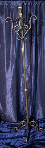 Gorgeous Vintage Cast Iron & Brass Coat Rack Hall Tree HEAVY Cover