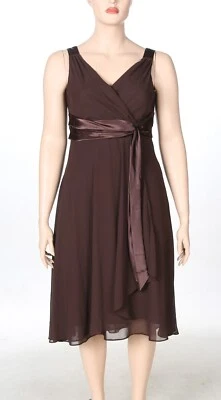 Evan Picone Vintage 90s 00s Brown Chiffon Party Prom Bridesmaid Dress sz 16 - Image 1 of 3