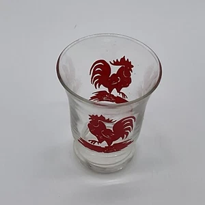 Vintage ~ Libbey Roter Hahn 3" hoch Doppel Schnaps Saftglas ~ MCM Ersatz - Bild 1 von 4