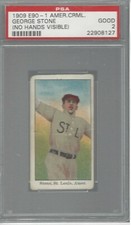 GEORGE R. STONE/NO HANDS VISIBLE 1909 E90-1 AMERICAN CARAMEL BASEBALL GOOD PSA 2