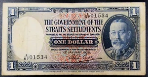 Straits Settlements British Administration 1935. 1 Dollar. Pick 16b - Picture 1 of 4