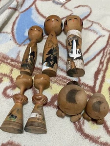 Japanese kokeshi old doll lot of 7 Japanese Vintage World Made in JAPAN - Picture 1 of 23