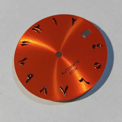 Arabic Dial for SKX007, MOD part, fits NH35, C3Lume, Orange - Image 1 of 4