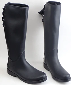 Botas Coach Tristee Mate Negro Goma Lluvia Montar Nieve Con Cordones 16" talla 8 Usadas en Excelente Condición - Imagen 1 de 12