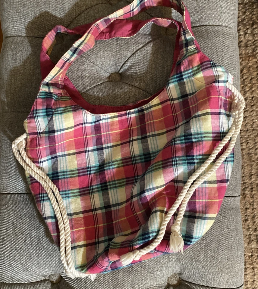 Bolso de Mano American Eagle Rosa y Azul Tela a Cuadros Informal Preppy Colorido Y2K Foto 1 de 4