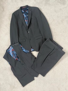 Next Charcoal Slim Fit 3 Piece Suit - Jacket & Waistcoat 40L, Trousers 34L - Picture 1 of 17