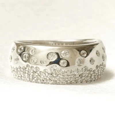 0.76ct Natural Diamond Band Ring 14K Gold Dome Wide Stacking Cocktail Statement - Image 1 of 4