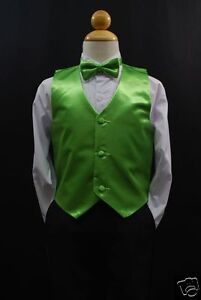 New Satin Vest + Bow Tie set  Baby,Toddler & Boy Formal Tuxedo Suit S M L XL-22