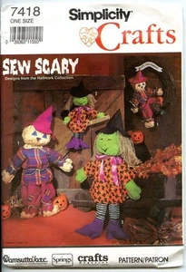 Scarecrow and Witch Dolls - Simplicity Crafts Pattern - 18" & 30" - UNCUT - 1991 - Picture 1 of 2