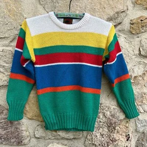 Vintage 80s Boston traders kids stripe sweater size large 7 - Picture 1 of 6