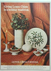 Lenox China Cristal Sinfonía Navidad Mesa Decoración Vintage Impresión Anuncio 1970 - Imagen 1 de 4