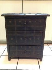 Vintage Solid  Wood Tresure Chest 3 Drawers Side Table 