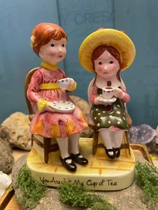 Porcelain American Greetings "You Are Just My Cup Of Tea" Vintage Figurine - Picture 1 of 2