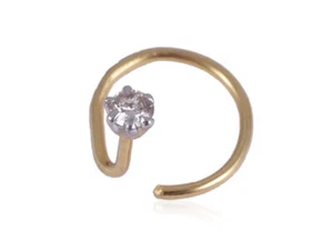 0.03 Cts Round Brilliant Cut Natural Diamond Nose Wire Stud In 18K Gold - Picture 1 of 2