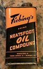 1950S Fiebings Neats Foot Oil Tin 5.25 Inch Tall
