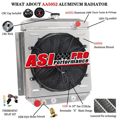 3~Row Radiator Fan Shroud Fit 1954-1956 Ford Customline Club Country Sedan V8 Foto 1 de 4