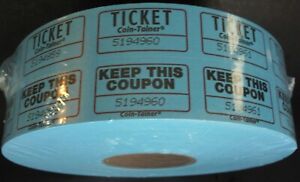 Double Stub Raffle Tickets 2000 Blue Tickets/Roll