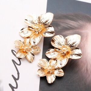 New Fashion Women Flower Boho Statement Big Alloy Dangle Drop Earrings Jewelry