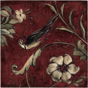Wall Art 2nd of a pair Laurel Lehman’s Crimson Song Bird 25"x25"approx - Picture 1 of 2