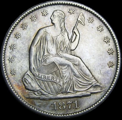 1871-S Seated Liberty Half Dollar  ---- Gem BU+ Coin  ---- #821K - Image 1 of 4