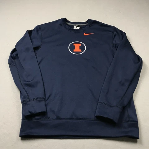 Illinois Fighting Illini Sweatshirt Mens Small Blue Nike Crewneck Therma NCAA Cover