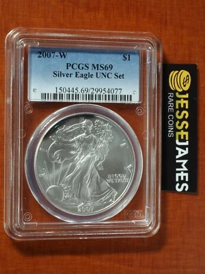2007 W Águila de plata amueblada graduación profesional MS69 dólar anual Silver Eagle sin usar etiqueta Foto 1 de 2