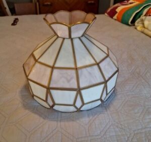 Stained Glass Lamp Shade Soft Purplish Pink And White
