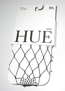 HUE~MEDIUM LARGE~Women's Black LARGE FISHNET Tights Pantyhose - Picture 1 of 3