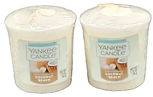Yankee Candle 2 Coconut Beach scented votive sampler candles new wax White - Picture 1 of 9