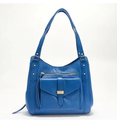 Bolso de Mano LODIS Texas Cuero Madison Con Bolsa para el Polvo en Azul Cobalto A611998 NUEVO Foto 1 de 4