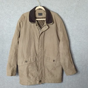 VTG St Johns Bay Flannel Lined Barn Chore Coat Adult M Tan Button Up  Suede - Picture 1 of 9