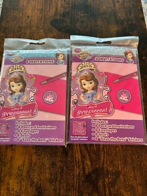 Lot of 2 Sofia The First Princess Birthday Party Invitations 8ct ea New - Image 1 of 2