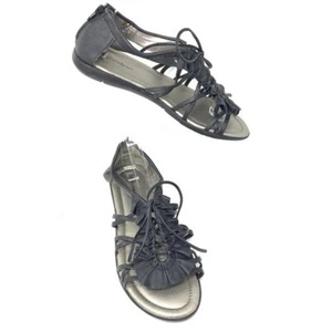ComfortView Womens Black Sandals Ruffles Accents Zip Heel Sandal Size 9M - Picture 1 of 6