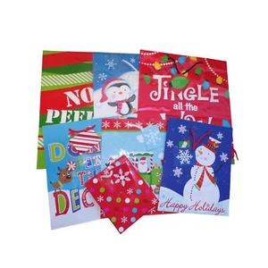 Paquete de bolsa de regalo con temática de Navidad NUEVO Santa Copos de nieve Pingüinos - Imagen 1 de 1