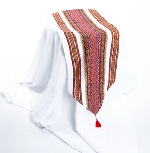 Corredor de Mesa Ucraniano Blanco Marrón Rojo Estilo Rushnyk 11.8"x59" - Imagen 1 de 5