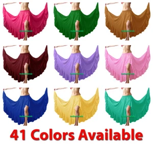 Schlitz Rüschenrock Chiffon Flamenco Bauchtanz Zigeuner Tribal Rüschen Kostüm Jupe - Bild 1 von 44