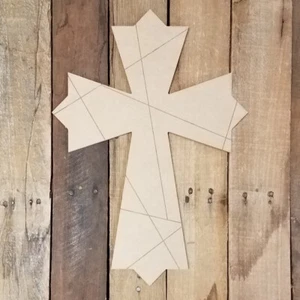 Mosaic Cross 47 Stained Glass Wood Shape, Engraved Art Craft DIY Paint by Line - Picture 1 of 1