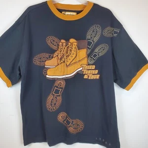 VTG Mens Raw Blue Tried Trusted And True Lace Up Boots T Shirt 2XL Suede RARE - Picture 1 of 15
