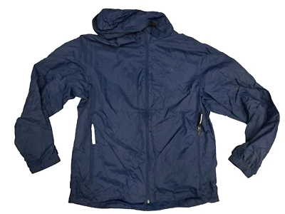 Винтажный чемпион плащ куртка Packable капюшон синий молнии карманы мужской большой - Изображение 1 из 4