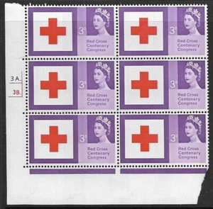 1963 Rotes Kreuz Leuchtstoff 3er Set in Zyl Blöcken 1/3 & 1/6 hat 3NB UNMONTIERT POSTFRISCH - Bild 1 von 3
