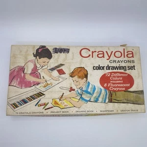 VTG CRAYOLA CRAYONS No. 72 Color Drawing Set 1958 Complete USA - Picture 1 of 5