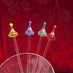 Colorful Blown Glass Stir Sticks Swirl End Vintage Style Sorry! Game Piece End - Bild 1 von 3