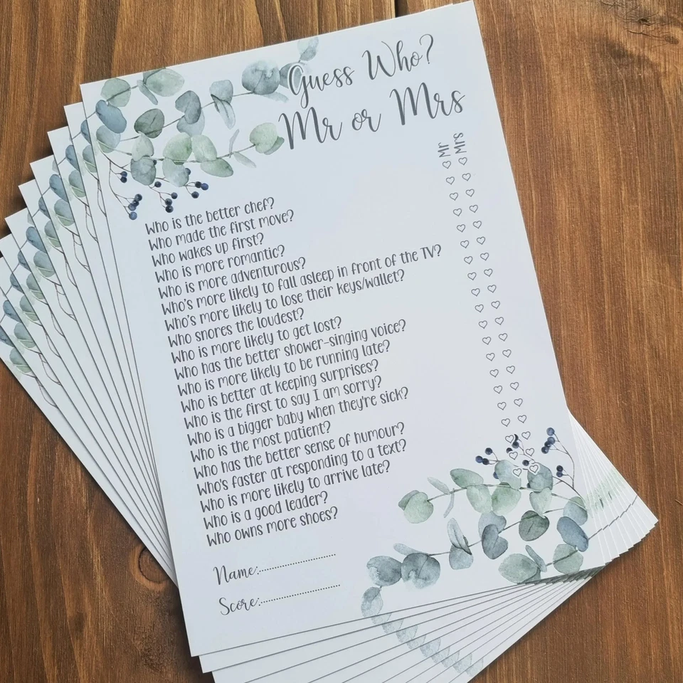 Mr & Mrs Guess Who Game – Fun Hen Party Quiz About the Couple