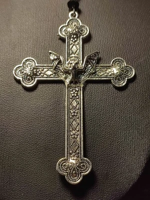Kruzifix Gothic style Kreuz Jesus Halskette in Silber schön groß und auffällig - Bild 1 von 4