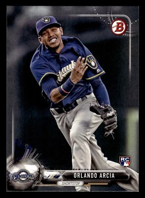 Tarjeta de béisbol Orlando Arcia ⚾ 2017 Bowman #41 Milwaukee Brewers RC novato Foto 1 de 2