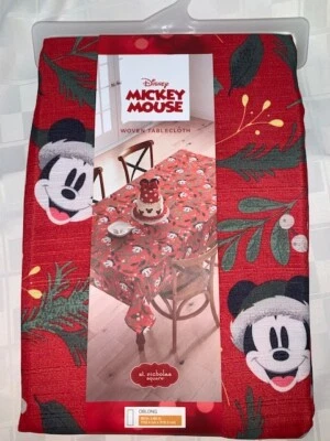 NEW Disney MICKEY MOUSE Christmas TABLECLOTH 60x102 Table Cover Seat 8-10 LAST 1 - Image 1 of 4