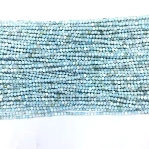 AAA ++ Natürlicher Blauer Larimar Facettiert Rund 2-3 mm Edelstein 12 Zoll Perlen Schmuckherstellung - Bild 1 von 5