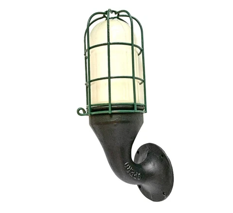 Steampunk Light Fixture Cast Iron Sconce Frosted Glass Restored Cover